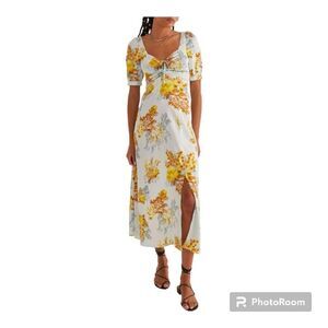 Favorite Daughter The Vineyard marigold bloom Floral Print side slit Maxi Dress